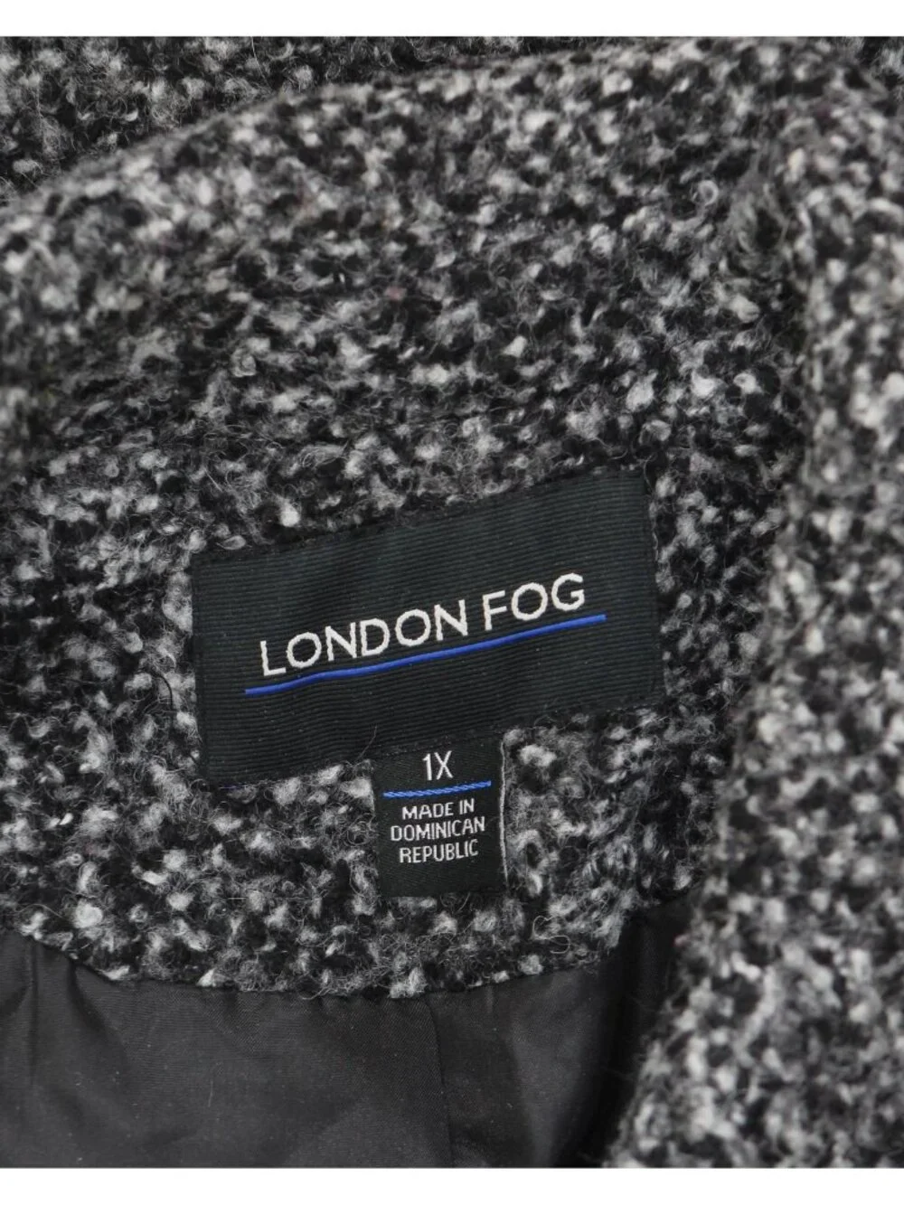 London Fog Textured Button-Front Short Jacket Black / Gray Multi 1X - Picture 4 of 8